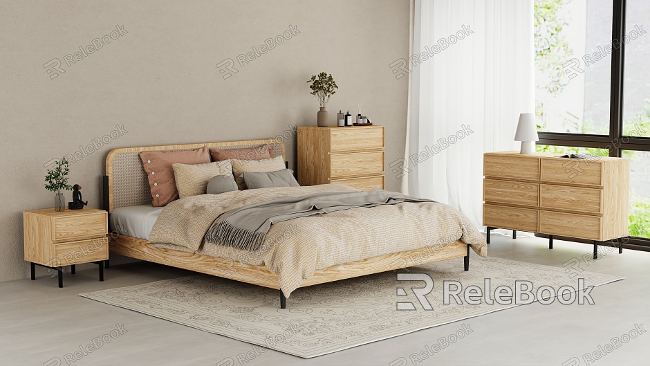 Nordic Bedroom Log Furniture model