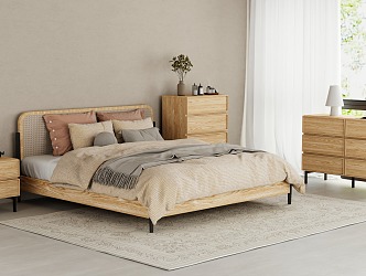 Nordic Bedroom Log Furniture 3d model