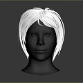 Black Character Head Model With Short White Hair Detailed 3D Render