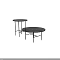Sleek Modern Round Black Marble Coffee Table With Geometric Metal Frame 3d model