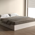 Minimalist Bedroom Interior With Wooden Floor White Walls And Cozy Bed
