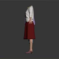 Women's Casual Outfits Featuring Purple White Cardigans Blue Cropped Pants Red Skirt Necklace And Shoes
