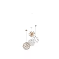 Modern Geometric Chandeliers in Gold Silver Black Metal Frame and Glass Shade Design