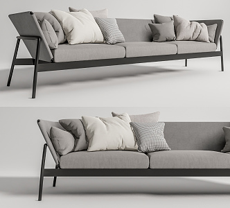 Modern three-seat sofa multiplayer sofa 3d model