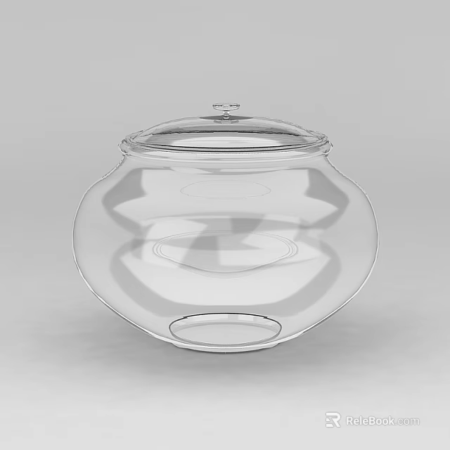 Clear Glass Storage Jar With Lid Round Shape For Home Kitchen Storage 3d model 