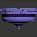 Purple Spinning Weapon With Yellow Center Green White Parts And Decorative Pattern
