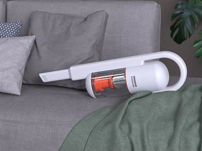 Efficient White Handheld Vacuum Cleaner For Sofa Cleaning In Living Room 3d model