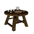 Wind Tea Table Tea Set Accessories Tea Table Wooden Table 3d model