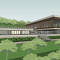 Modern Hillside House With Large Glass Windows And Green Landscape Surroundings