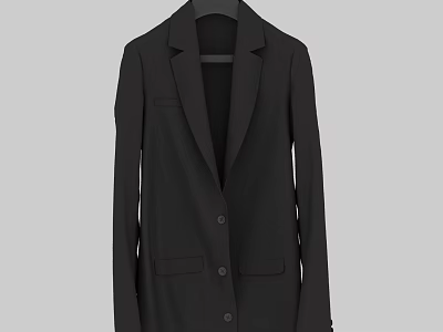 Classic Black Blazer With Lapel Design Front Pockets And Button Details 3d model