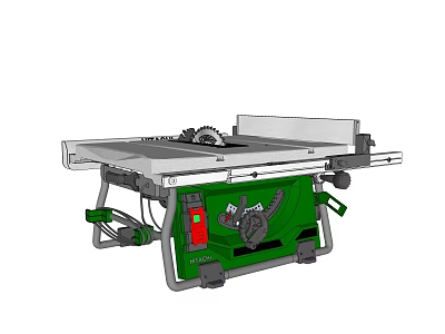 Industrial Electric Table Saw With Green Body And Silver Worktable For Efficient Cutting Operations 3d model
