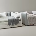 Modern Living Room With Two Gray And White Sofas Pillows And Decorative Blankets 3d model
