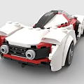 Red And White Building Blocks Sports Car Design With Detailed Structure