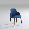 Luxurious Round Dining Table Set with Gold Woven Legs and Blue Upholstered Chairs