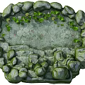 Garden Ornament Featuring Rockery Waterfall Pond With Lotus Leaves And Water Lilies