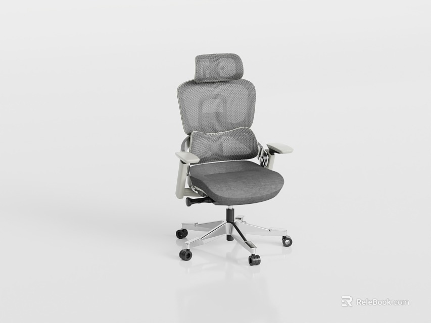 Ergonomic Office Chair With Mesh Back Adjustable Headrest And Swivel Wheels 3d model 