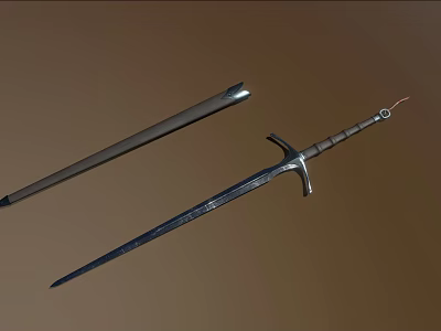 Ancient Medieval Sword With Metal Scabbard Sharp Blade And Detailed Hilt Design 3d model