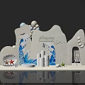 3D Paper Art Photo Check-in Spot With Ocean Waves Starfish Shells And Celebration Lettering