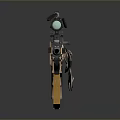 Military Tactical Rifle With Golden Finish Mounted Scope Detachable Magazine And Tactical Stock