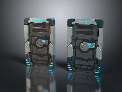 Futuristic Device Panel Design With Metallic Structure And Blue Light Accents 3d model