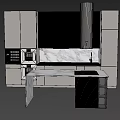 Modern Kitchen Interior With Marble Countertop Island And Black White Cabinets