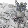 Complete Tableware Set With Bowls Plates Cutlery Wine Glasses Candles And Floral Decor