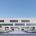 modern factory building single-storey factory building 3d model
