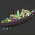 3D Rendered Classic Steamship Featuring Double Funnels And Detailed Hull
