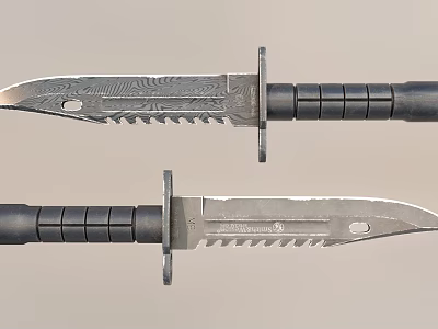 Tactical Knives With Serrated Blades And Textured Handles 3d model