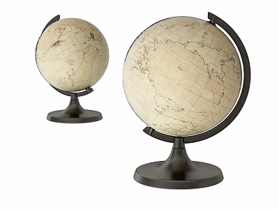 Decorative Ornament Set with Two Vintage Globes for Home Office Desktop Decor 3d model