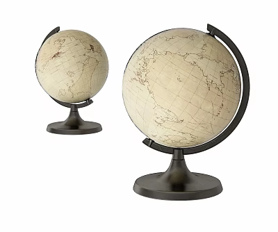 Decorative Ornament Set with Two Vintage Globes for Home Office Desktop Decor 3d model
