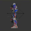 Optimus Prime Game And Movie Character With Blue Red Silver Mechanical Design Holding Weapon