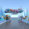 Event Entrance Decorated with Colorful Flowers and Icicle Shaped Archway Design