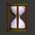 Decorative Wooden Hourglass With Green Patterns Top Base Transparent Glass And White Sand