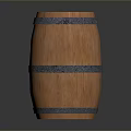 Rustic Wooden Barrel With Natural Wood Texture And Black Metal Hoops