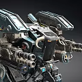 Futuristic Battle Robot With Mechanical Armor And Advanced Weapons System 3d model