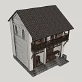 Traditional Style Commercial Complex Two Story Building With Balcony And Entrance Area Design