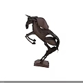 Metal Horse Sculpture Decorative Furniture Piece In Rearing Pose With Square Base