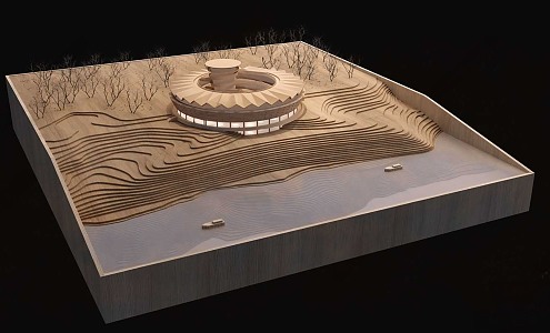 Museum sand table exhibition hall wooden mold 3d model