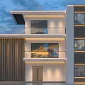 Modern Detached Villa Exterior With White Facade Black Window Frames And Light Strips