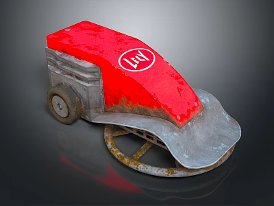 Vintage Computer Device with Red Top Gray Body Wheels and JAY Logo 3d model