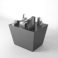 Modern Black Display Platform With Detailed Miniature Architectural Building Models 3d model