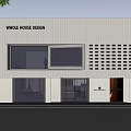 Modern Whole House Design Storefront with Glass Windows Perforated Panels and Exterior Entrance