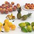 Fresh Assorted Fruits Display with Peaches Pears Pineapples Oranges and Papayas