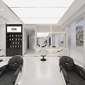 Modern Hair Salon Interior Design With White Styling Chairs Marble Reception Desk And Mirrors