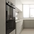 Sleek Modern Kitchen Interior With White Cabinets Countertop Appliances And Window 3d model