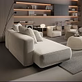 Modern Living Room Interior With Sofa Coffee Table Set Bookshelves And Floor Lamp
