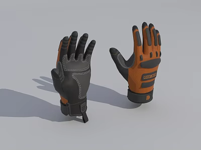 Heavy Duty Industrial Work Gloves With Black And Orange Protective Design 3d model