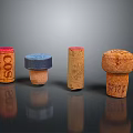 Various Colored Wine Cork Stoppers Displayed With Different Designs And Logos