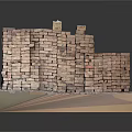 Detailed Ancient Brick Ruin Model Featuring Stacked Bricks On Display Base